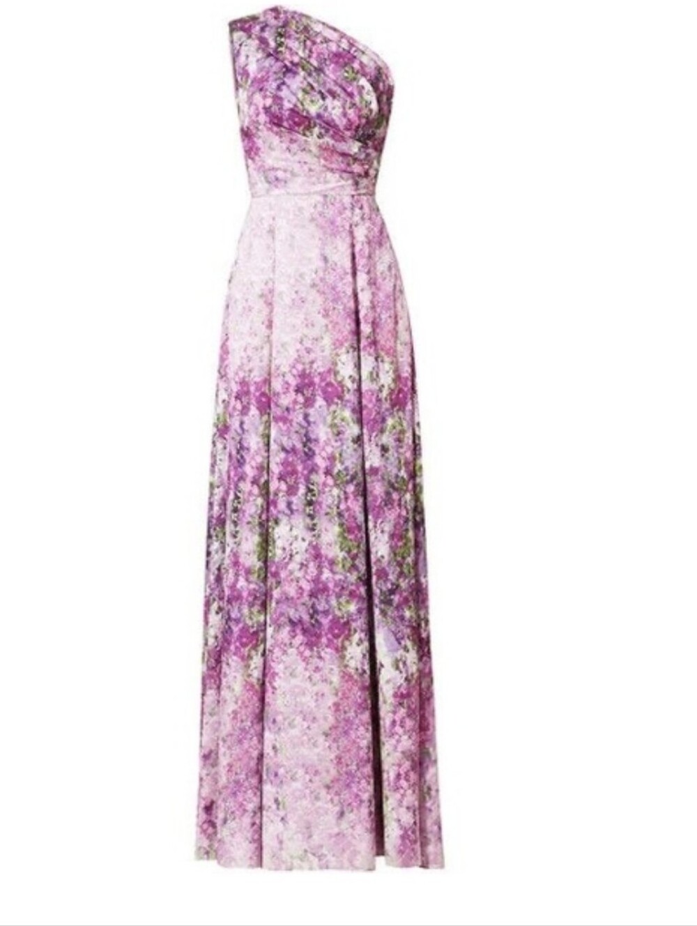 Badgley Mischka One-Shoulder Lavender Orchid  Floral Evening Gown Size 4